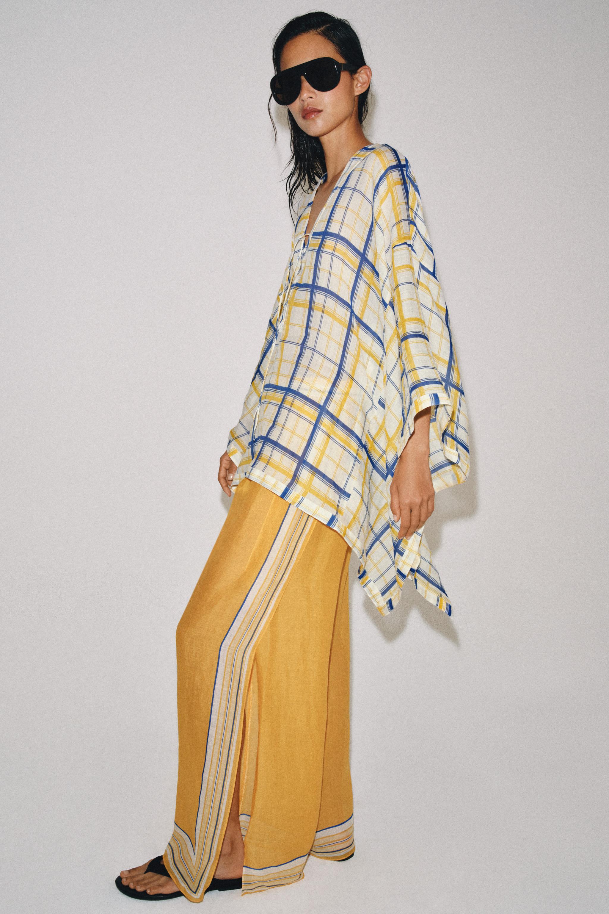 100% RAMIE PLAID TUNIC ZW COLLECTION
